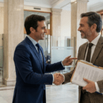 Asesor hipotecario de Granada hablando con director de banco