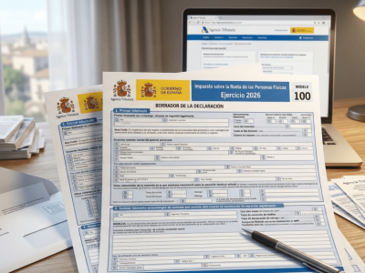 Papeles del borrador de la declaración de la renta 2026